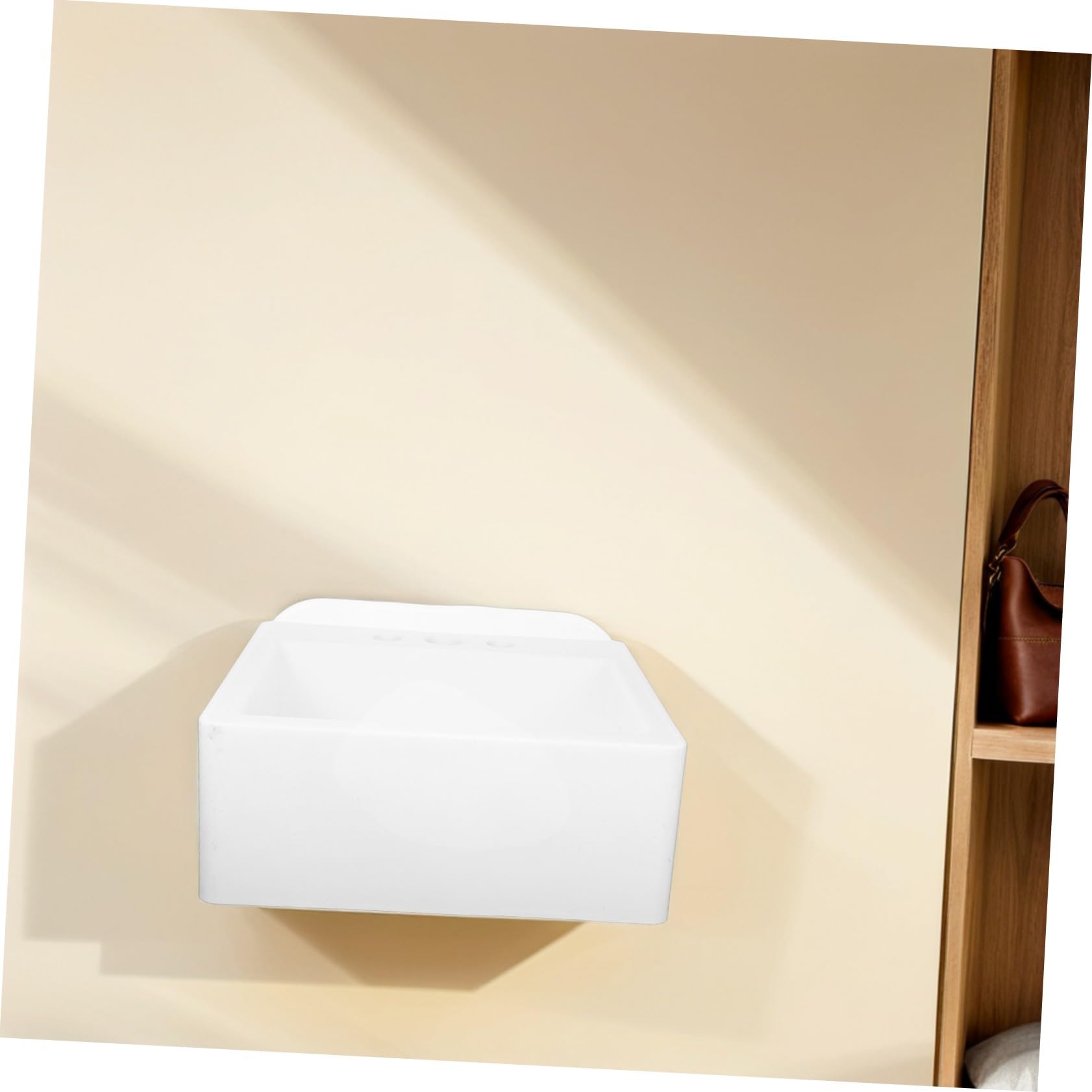 DOITOOL Lavabo de Baño Pequeño de Pared sin Taladro, Fregadero de Plástico Compacto para Espacios Reducidos, Lavabo Colgante Suspendido para Baño, Instalación Fácil, Portátil