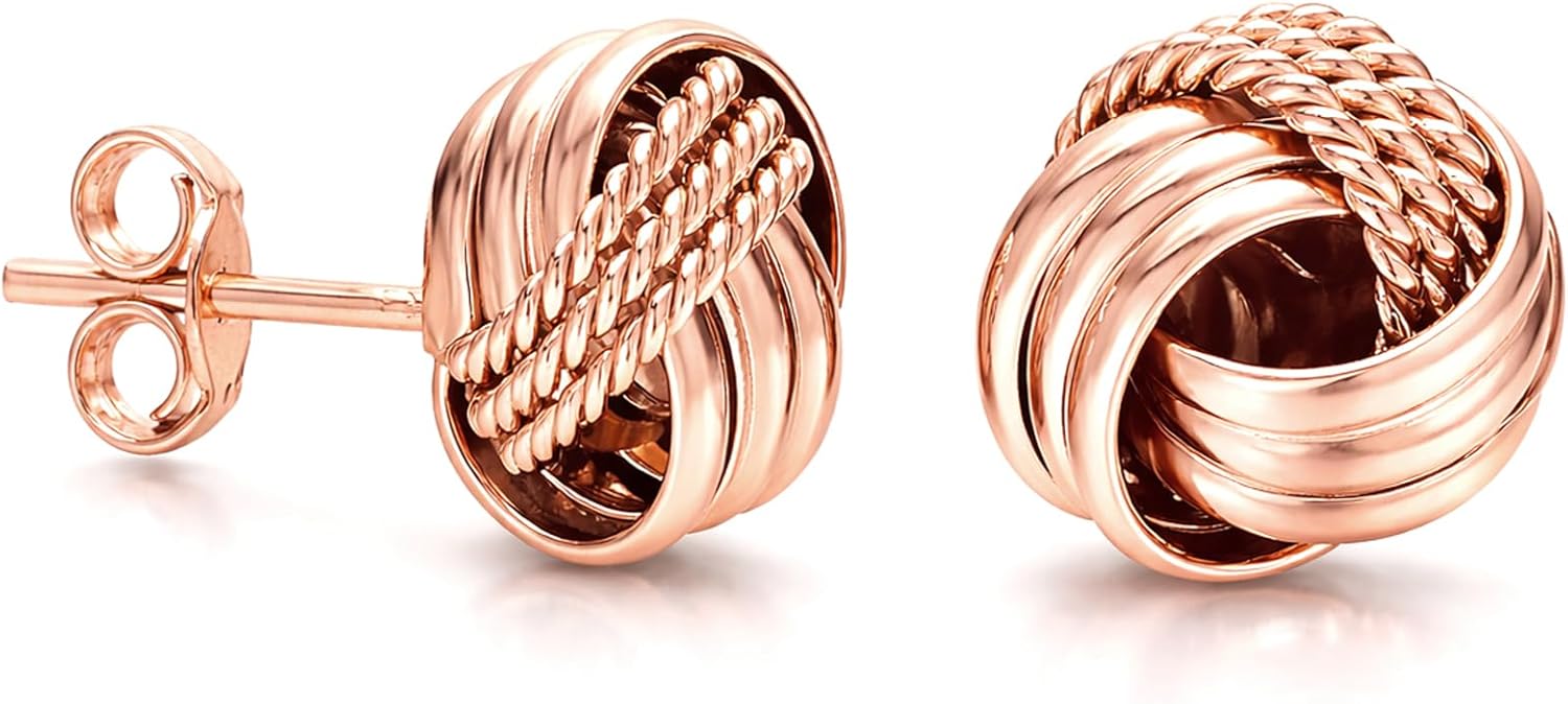 LeCalla 925 Sterling Silver Knot Stud Earrings Jewelry | Italian Design Love Knot Stud Earring | Celtic Knot Stud Earrings for Women