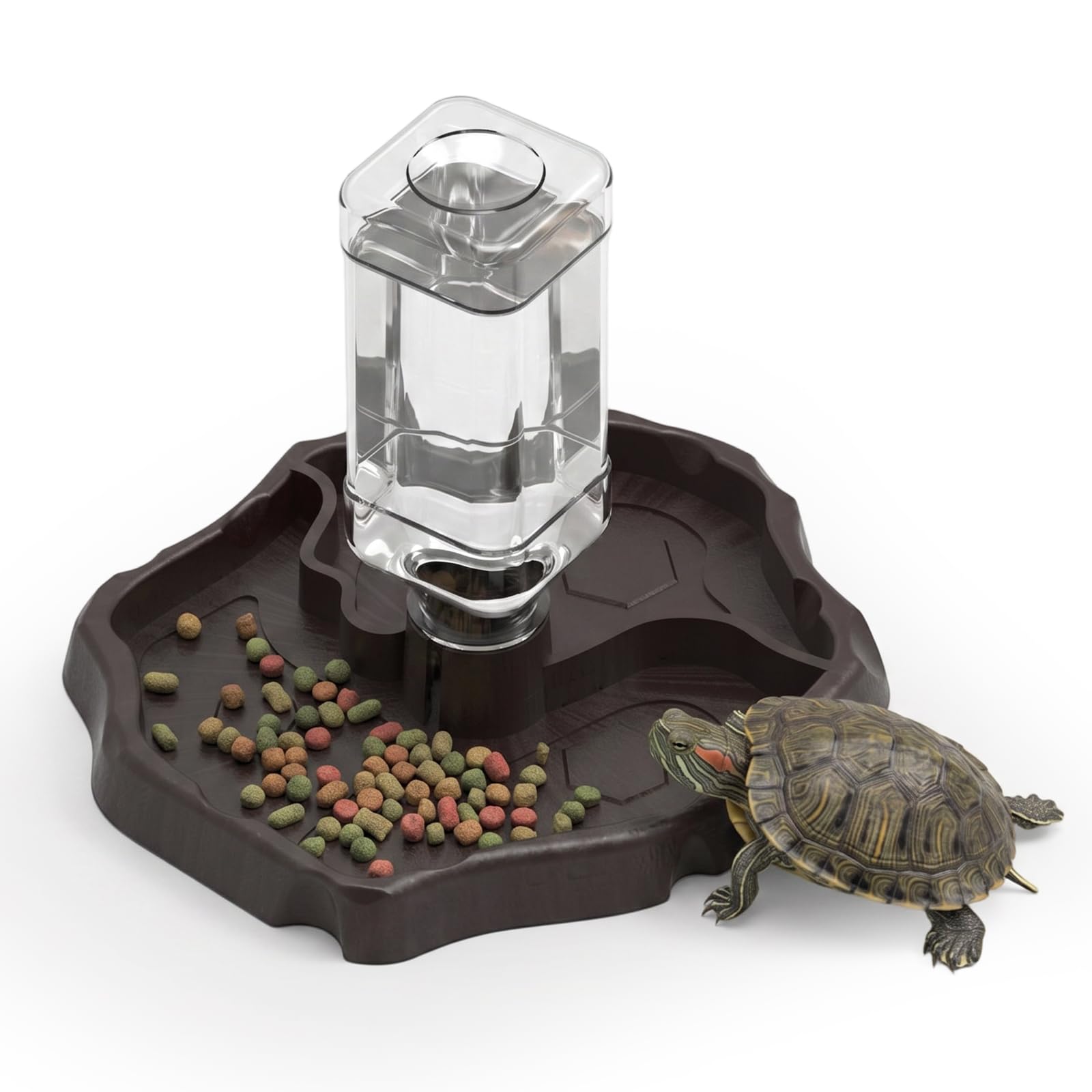 Tortoise Water Bowl, Reptile Water Dispenser Turtle Water Dispenser with Bottle Automatic Tortoise Water Bowl for Snakes Turtles Geckos Snakes Frogs
