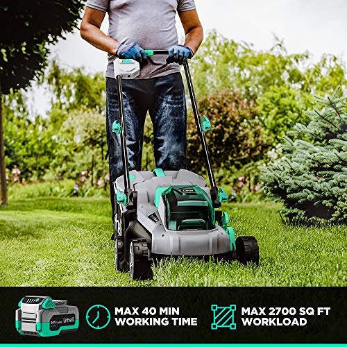 Litheli 20V Cordless 13 inches Brushless Lawn Mower, with 4Ah Battery and Charger, Electric Lawn Mower for Garden, Yard and Farm