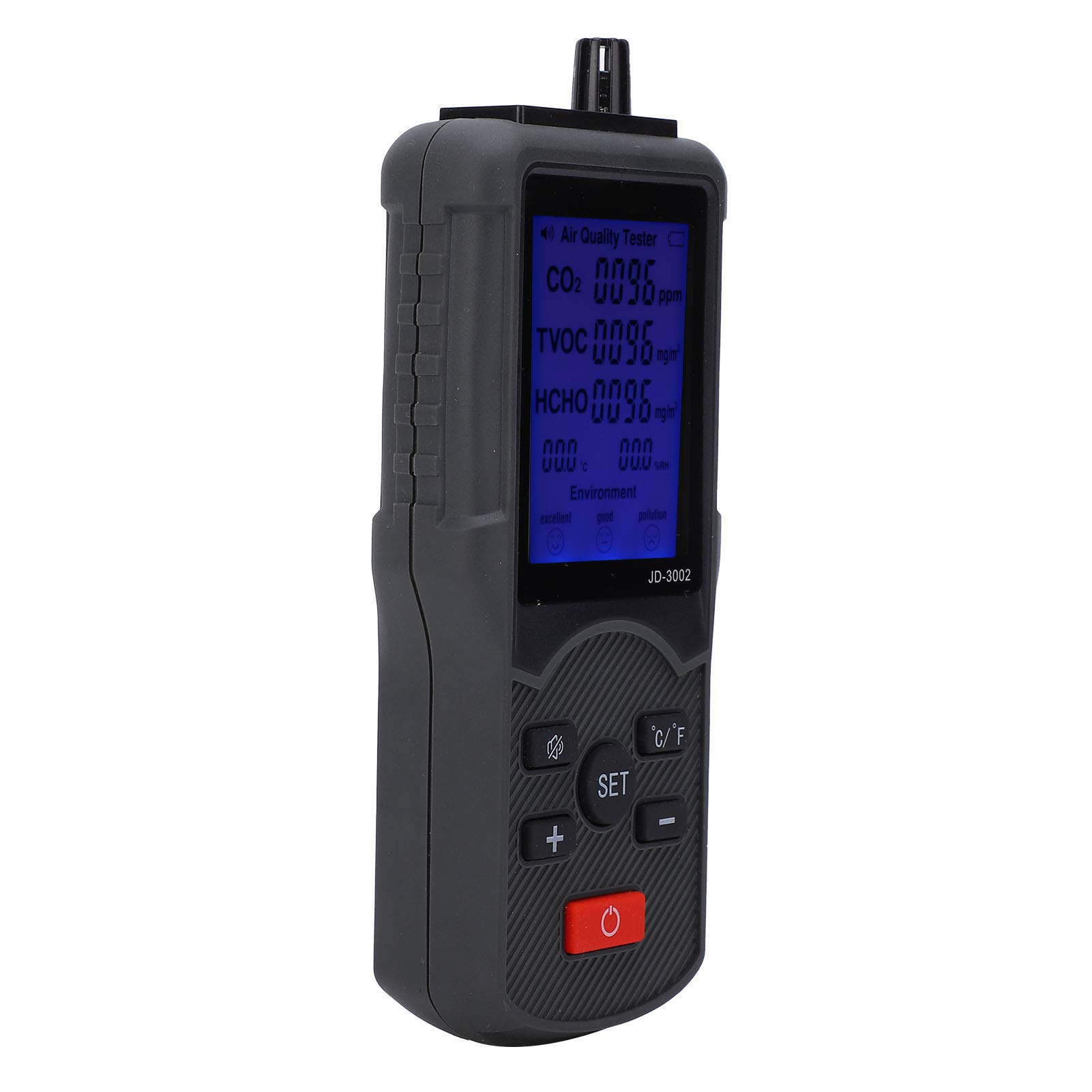 Jiawu Monitor de Calidad del Aire Industrial Detector de CO2 TVOC HCHO con Temperatura y Humedad - Analizador de Gas Integral para el Taller de Fábrica de Oficina en Casa JD-3002
