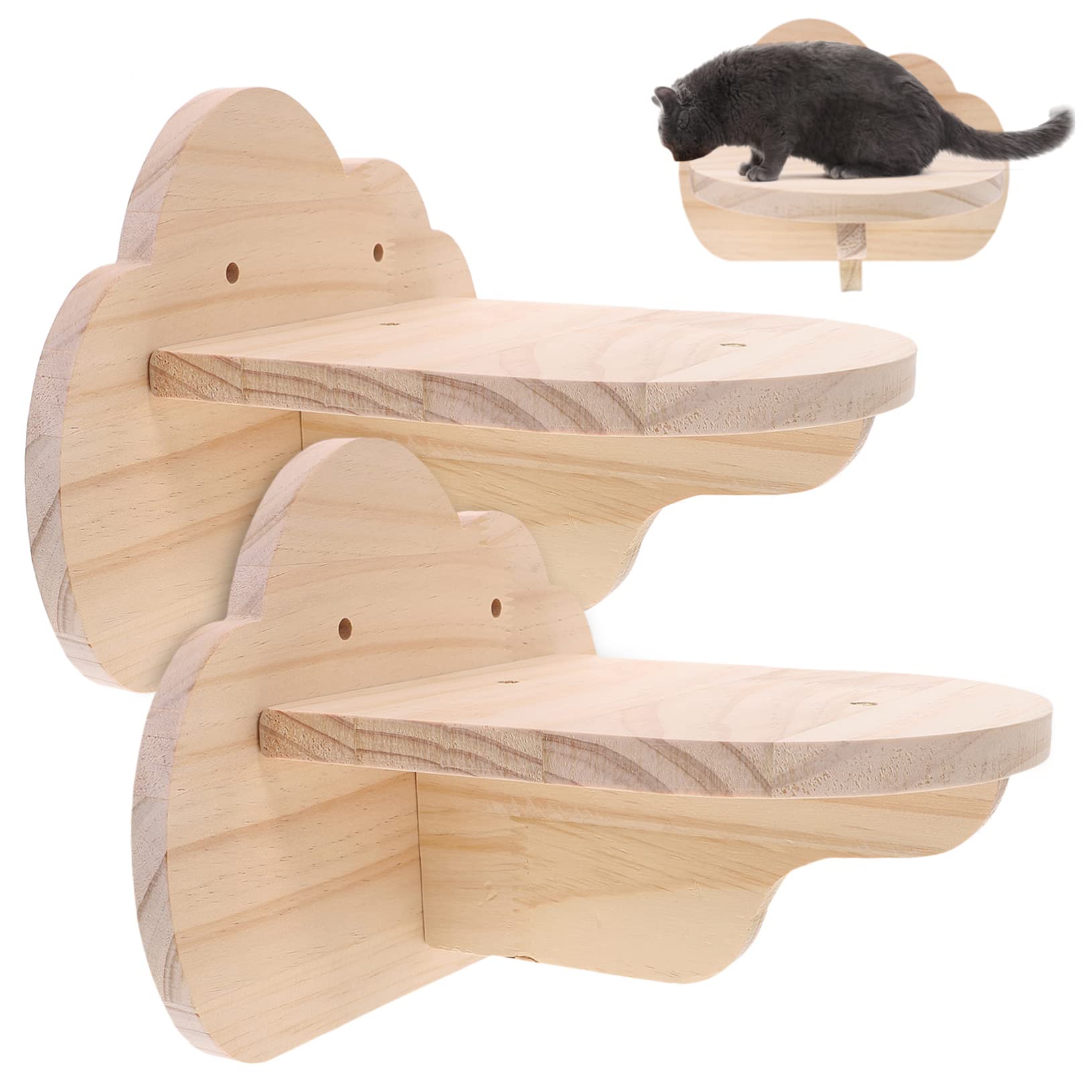 Meubles muraux bois chat Toyvian | Escabeau nuage d'escalade et jeu maison