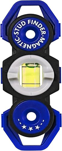 Magnetic Stud Finder and Leveler, Pocket Size and Battery Free | Strong magnets quickly locate studs, screws, & nails in drywall & plaster. Built-in level, hands-free design 050044