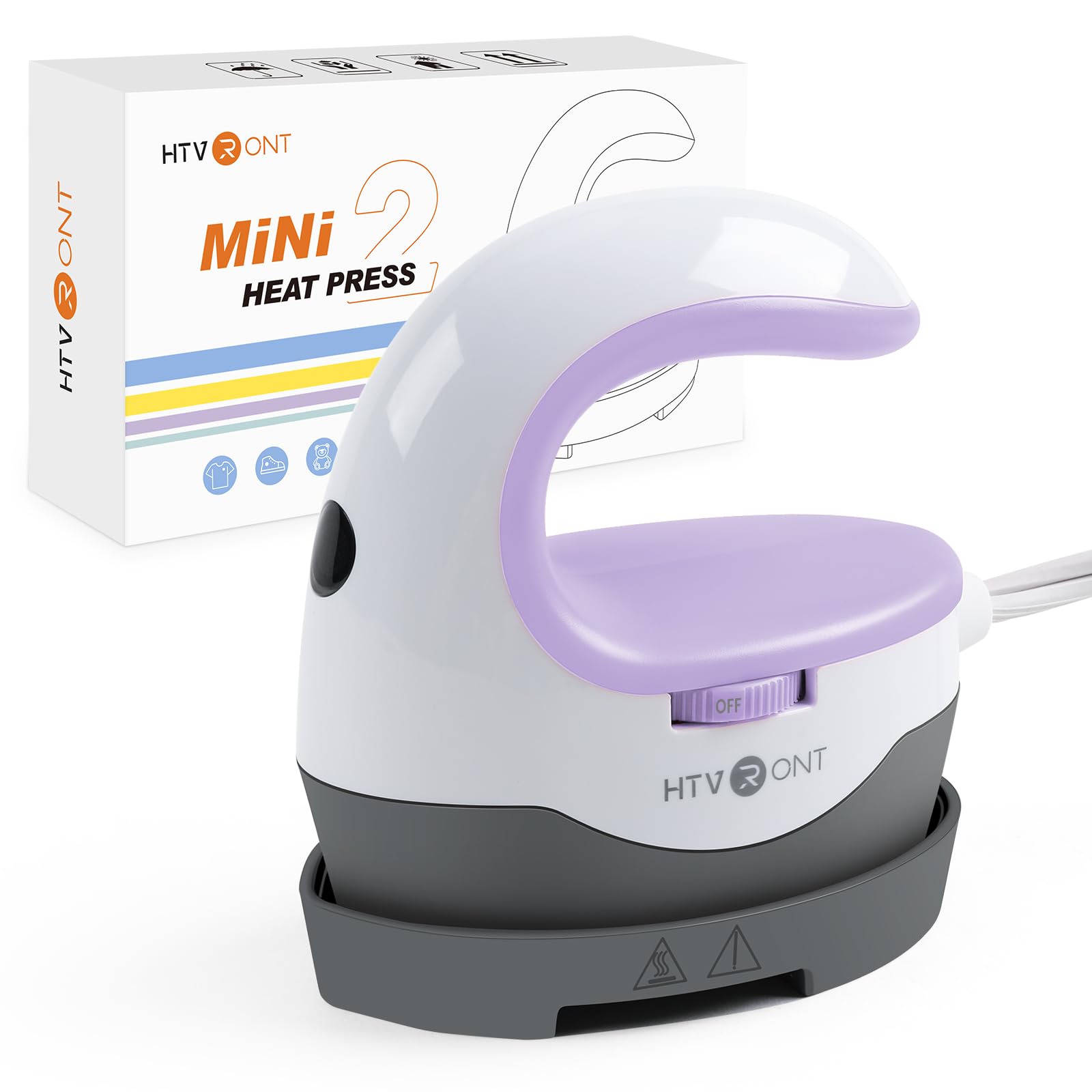 HTVRONT Mini Heat Press Machine, Small Heat Press Portable Iron Press Machine for T Shirts, Hats, Heating Transfer Projects (Purple)
