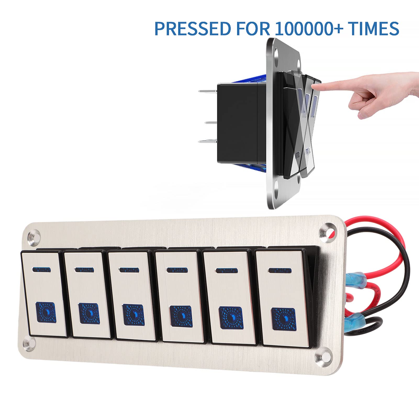 POWTAXBJGD 2 Pcs Wall Switches 15A/125VAC 10A/250VAC Red Neon Light On/Off SPST Dimmer Switches Rocker Switch