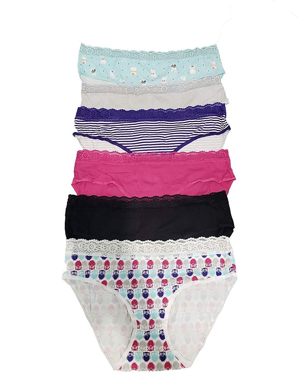 Jane Bleecker Women's Cotton Stretch Hipster Panties 6pk, Variety (Blue Pink)