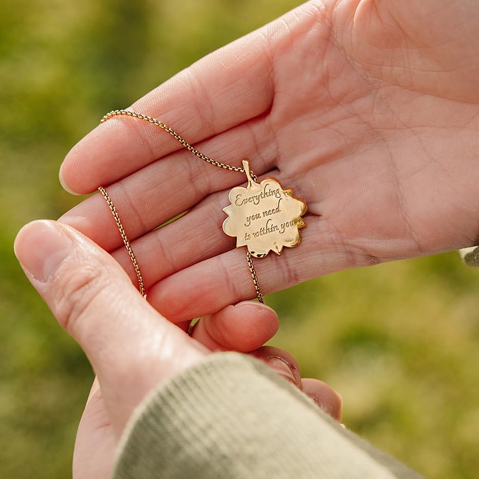 HOPE LOVE SHINE Mandala Necklace – “Everything You Need Is Within You” Engraved Pendant – Gold Spiritual Jewelry for Women, Self-Love Gift, Affirmation Necklace for Healing & Encouragement - Image 5