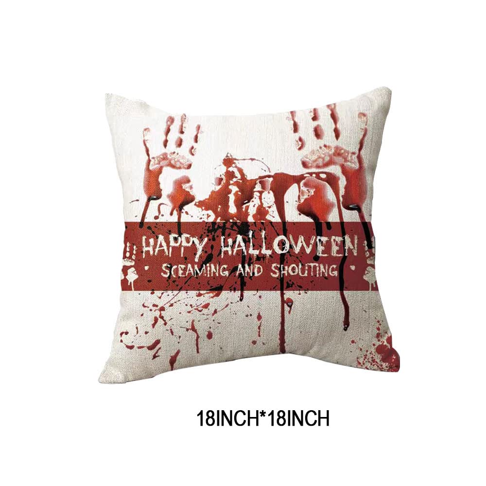 Set Di 4 Federe Per Cuscini In Lino Halloween – 45x45 Cm – Stampe A Tema Per Divano E Letto - 3