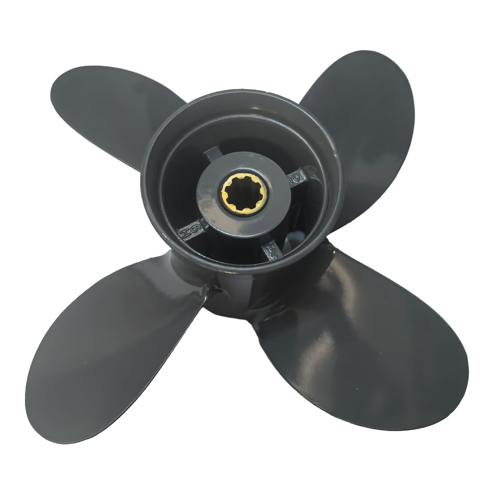 Hélice de barco de aluminio de 4 cuchillas de 9 1/4 x 10 RH 58134-ZV4-010AH compatible con motores Honda 8-20 HP 8 dientes estriados