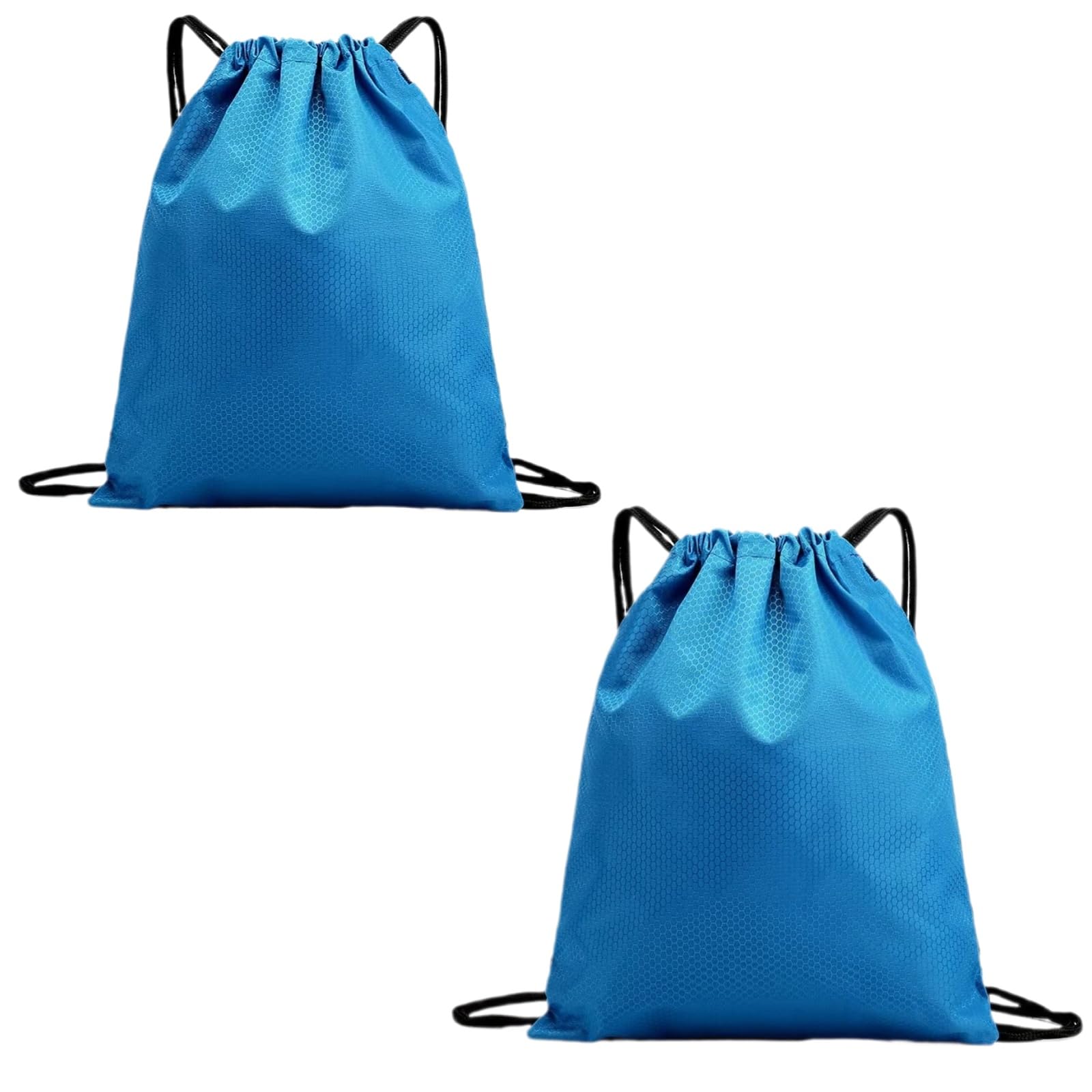 2-Pack Waterproof Drawstring Backpacks, Soccer-Texture Oxford Fabric, 16.9" × 13.8", Lightweight 0.19 lb Each, No Eyelets, Gym &amp; Marathon Gear Sacks(Sky Blue)