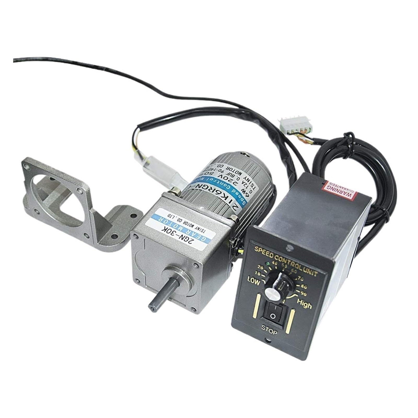 Schrittmotor, 25 W 50/60 Hz einstellbarer variabler Untersetzungsmotor, Wellendurchmesser 10 mm und AC-schwindigkeitsregler-Sets(220V 10K (0-125RPM))