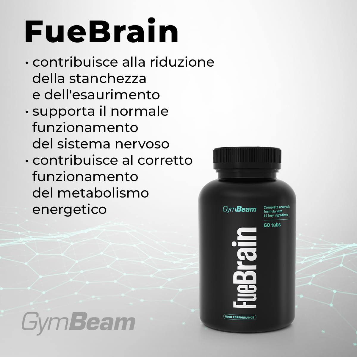 GymBeam FueBrain Nootropic - complesso con Ginkgo Biloba per sostenere le prestazioni mentali e la concentrazione, migliorare la memoria e le funzioni cognitive