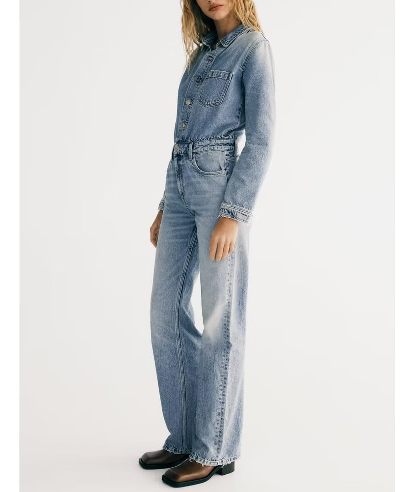 xxxiticat Combinaison en jean pour femme - Manches longues - Coupe ajustée - Combinaison en jean - Combinaison de jeu