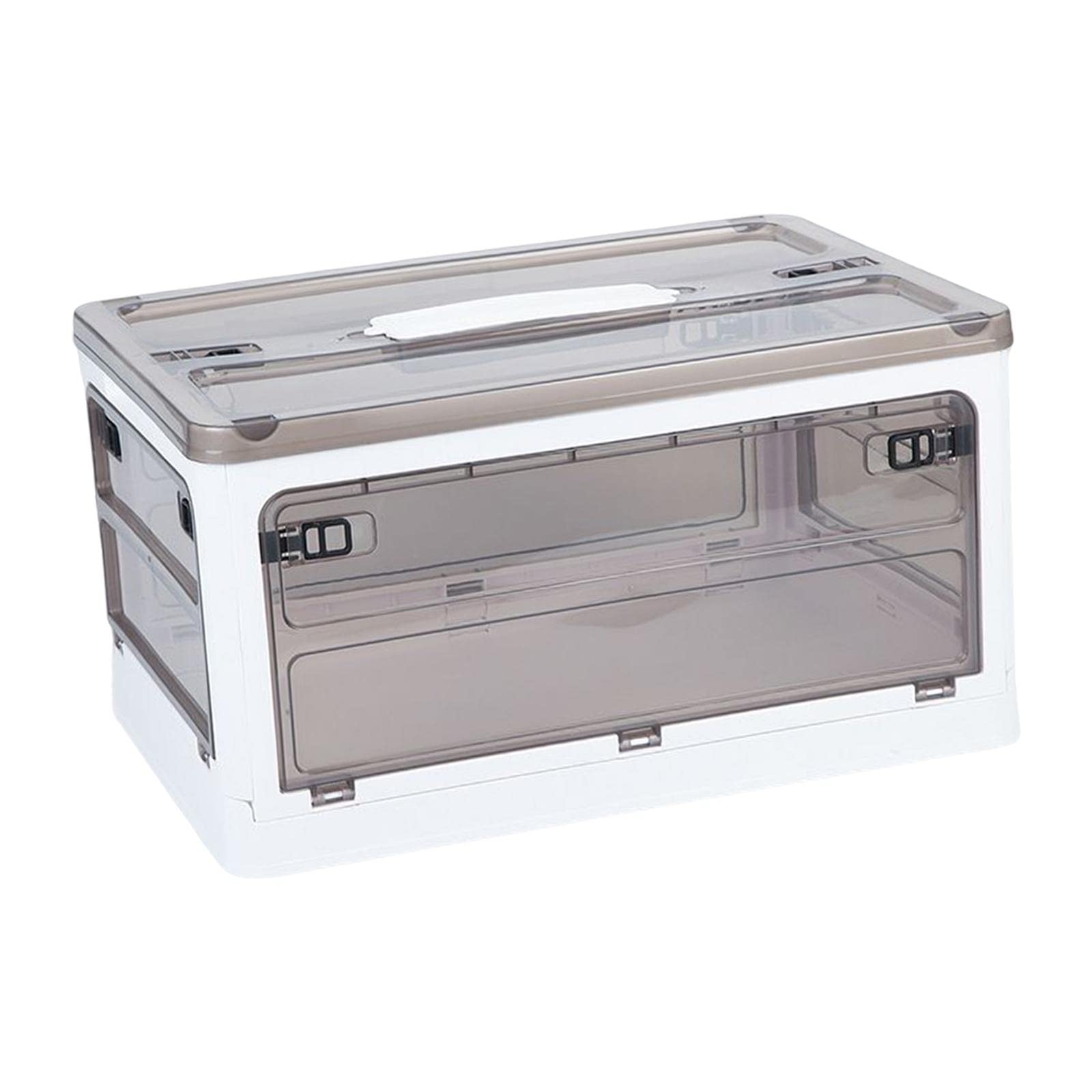 Aufbewahrungsbox Faltbarer Lagerbehälter mit Deckel Rollen Und Griffen Transparentes Design Zum Einfachen Finden von Gegenständen Stabiler Stapelmecha, Mittelweiß