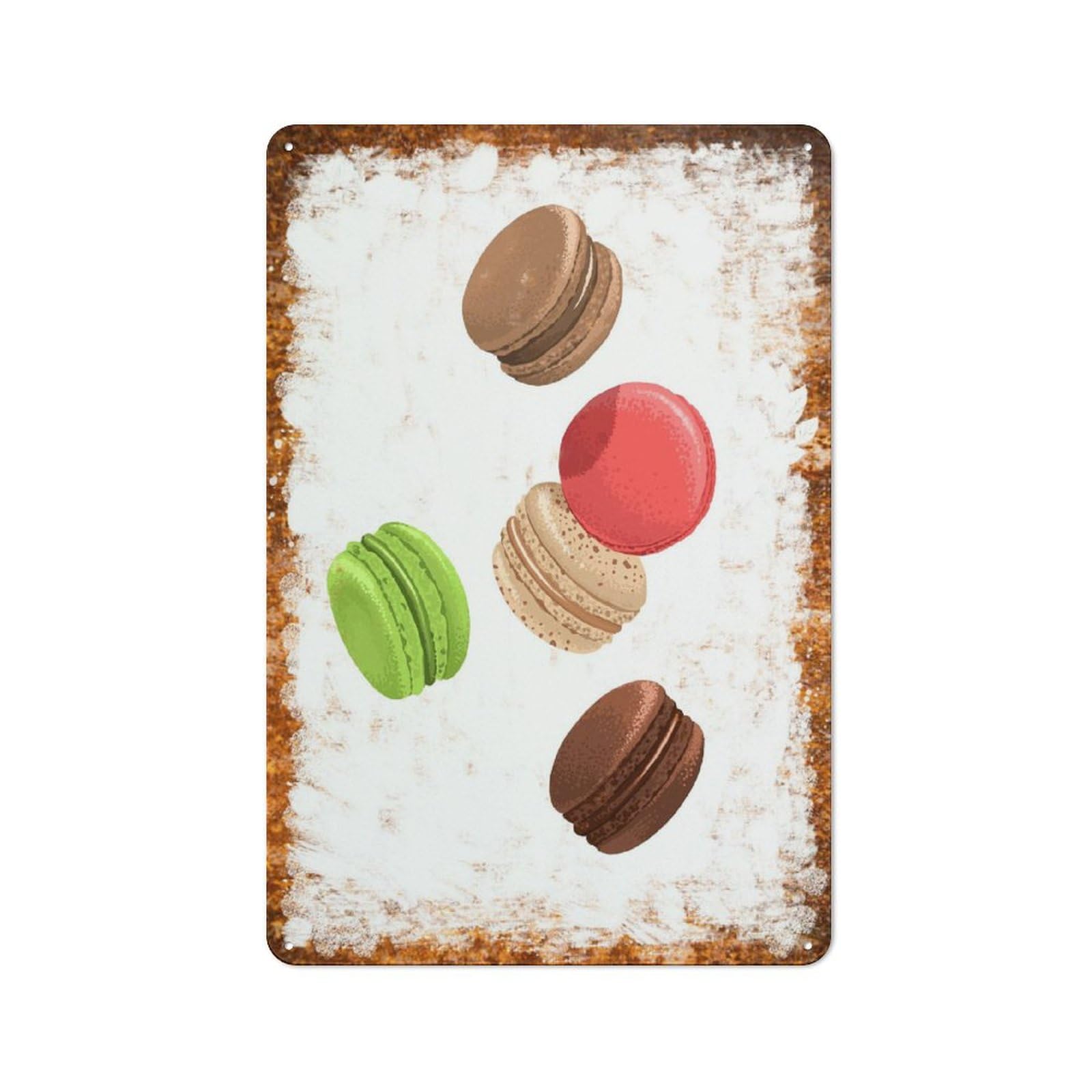 Metal Tin Sign Colorful Macaron Assortment Pattern Vintage Rustic Wall Art Kitchen Bathroom Bedroom Living Room Cafe Farmhouse Entryway Office Garage Home Bar Laundry Room Porch Patio 12x16 Inch