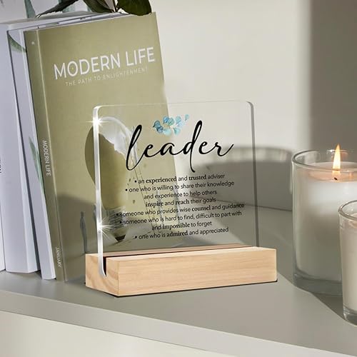 Miniatura 4 de Letrero decorativo de escritorio transparente con texto en inglés "Thank You Leader Gifts Leader Definition", letrero decorativo de agradecimiento,