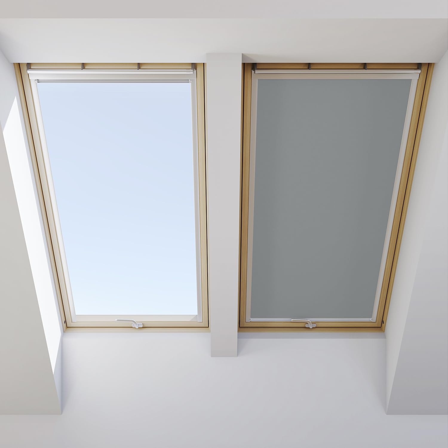 Tenda oscurante senza fori compatibile con VELUX PK06, Grigio | Installazione senza fori, posizioni aperte/chiuse