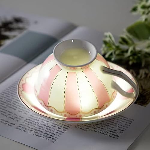 Miniatura 10 de Taza de té de porcelana de hueso con cuchara, juego de 3 piezas (7 onzas), tazas de capuchino, tazas de café, juego de tazas de té, tazas de café