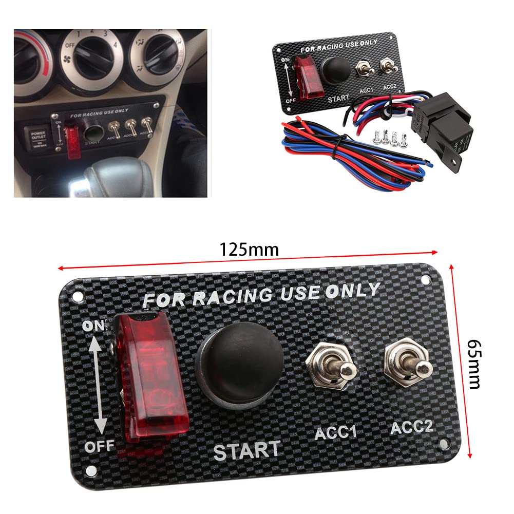Tiardey auto da corsa in fibra di carbonio 12V pannello interruttore di