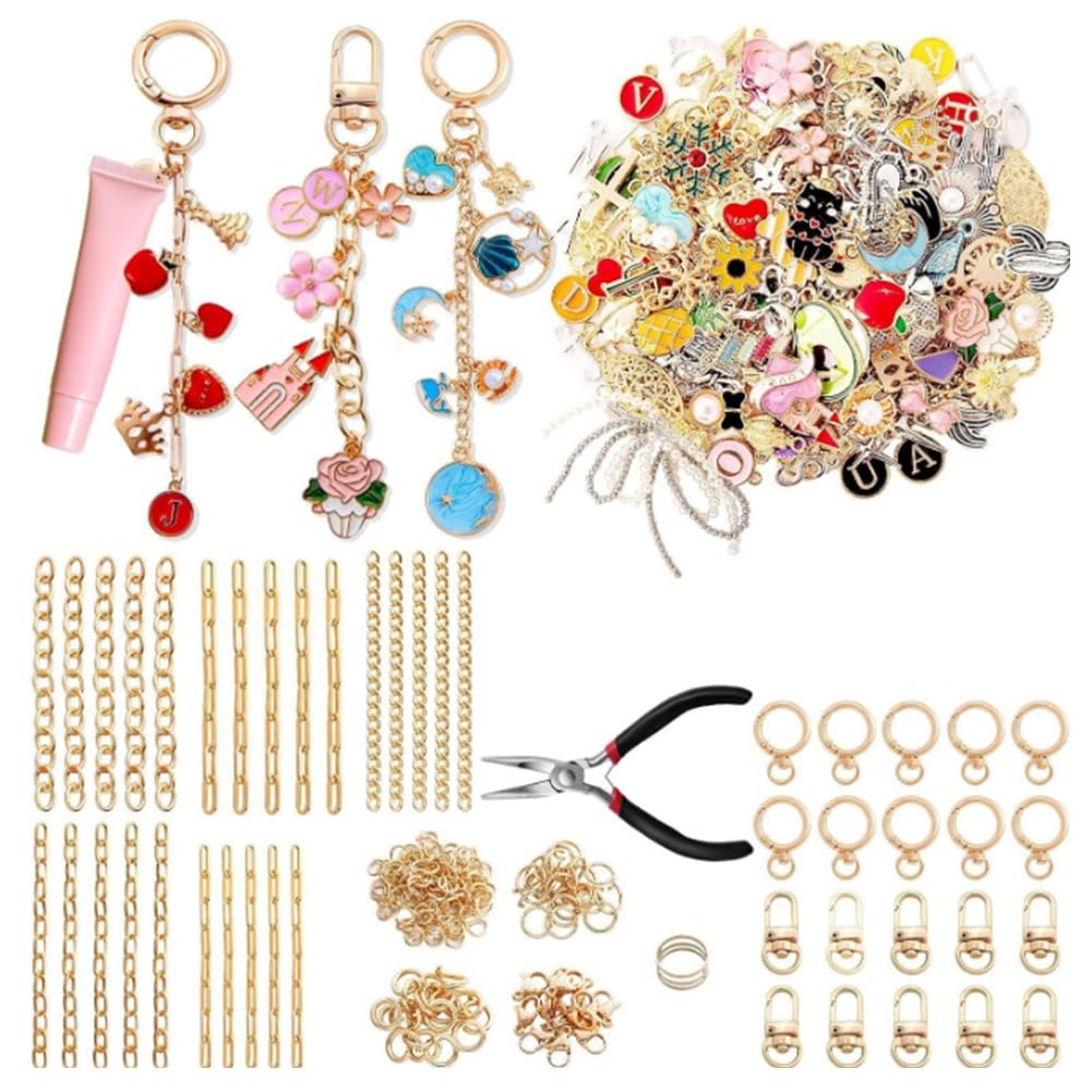 UDSKNV[KSL Charms Lip Gloss Keychain Making Kit- 325Pcs Includes 20 Keychain Clips, for Jewelry Making Supplies