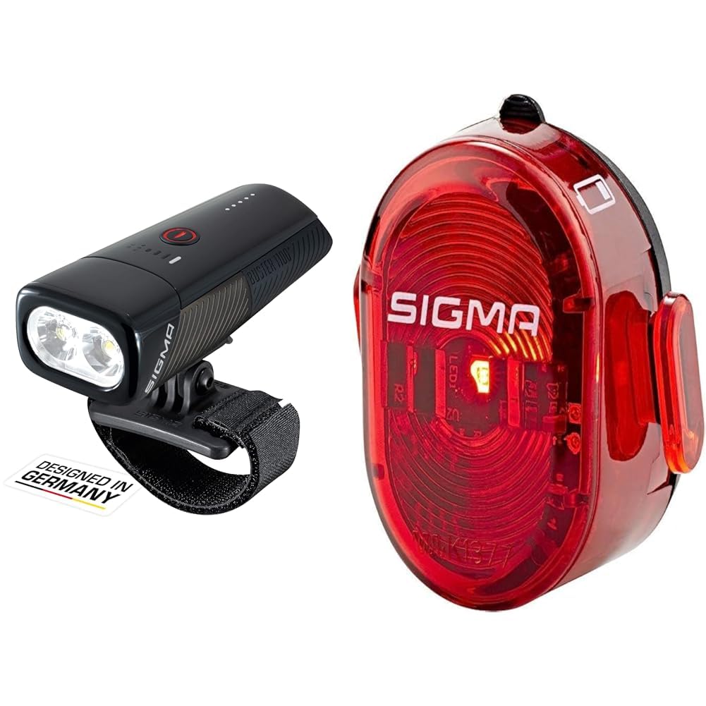 SIGMA Sport – Buster 1100 | Fahrradbeleuchtung vorne mit 1100 Lumen & Nugget II Fahrradbeleuchtung, Rot, One Size