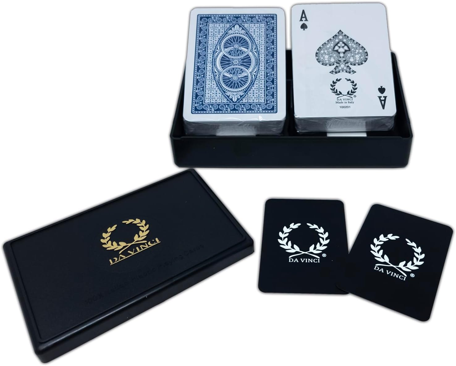 DA VINCI Ruote, Italian 100% Plastic Playing Cards, 2-Deck Poker Size Set, Regular Index, w/2 Cut Cards