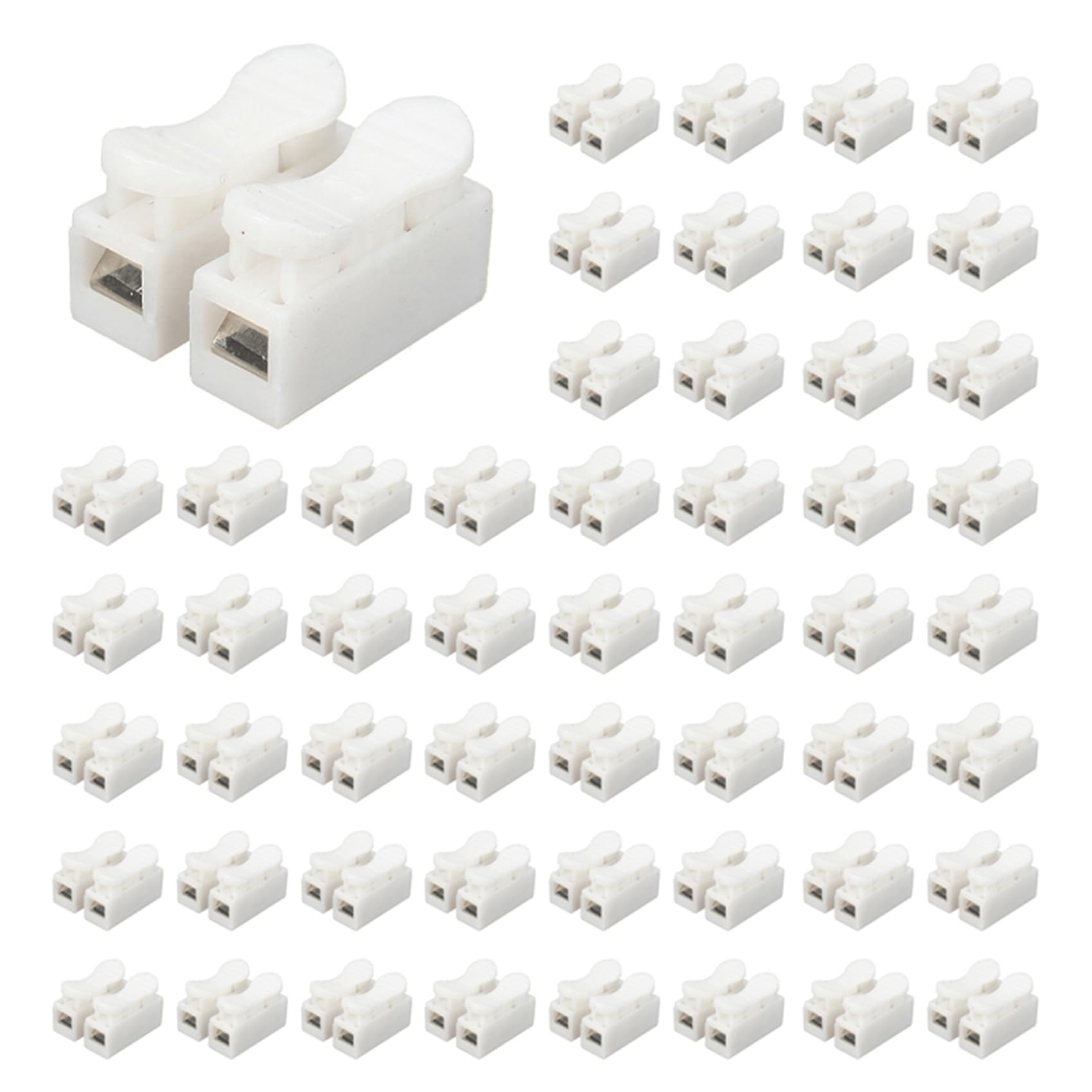 Jnchdghwa White 500Pcs Plastic 2 Pin Push Quick Cable Connector Wiring Terminal 10A 250V