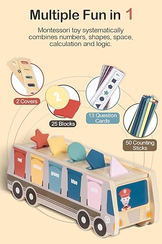 Miniatura 2 de LOL-FUN Juguetes Montessori para niños y niñas de 1 a 2 años, regalos de bebé, juguete de aprendizaje de madera para clasificación de colores y