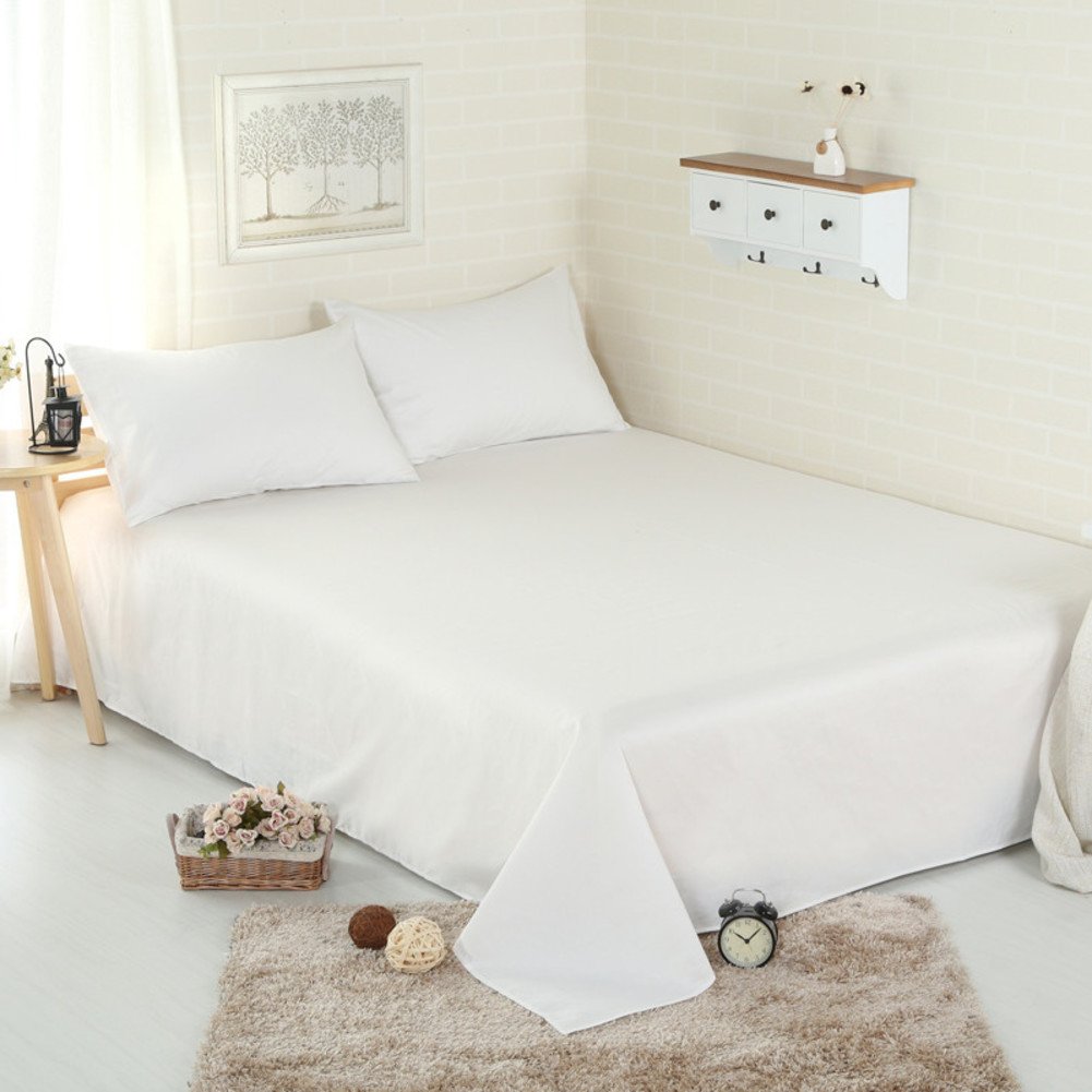 Feuilles simples de couleur pure linge de lit drap plat 160x230cm pour matelas une place