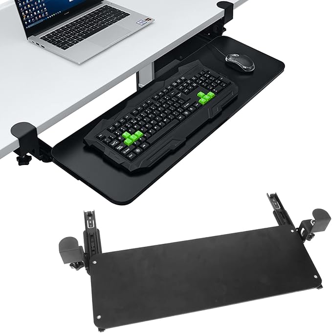 Under Desk Keyboard Tray, Space Saving Eye Protection Pull Out Keyboard