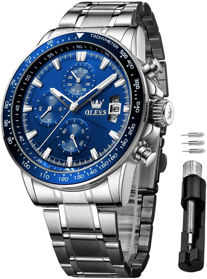 Mens Analog Quartz Watches Diamond Luxury Dress Wrist Watch Big Face Easy Reader Business Casual Stainless Steel Waterproof Date Watch