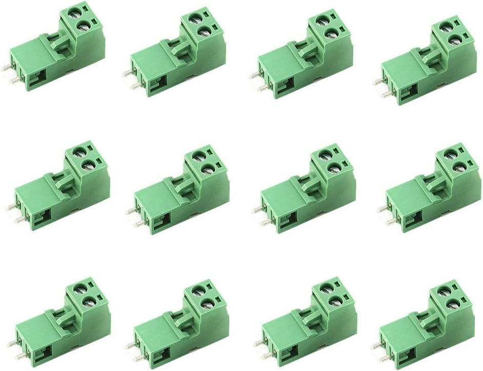 SamIdea 12Pairs 2 Straight Pin PCB Mount Screw Terminal Block Kit for Arduino PCB Shield, AC 300V 15A(IEC)/10A(UL),5.08mm Pitch,Plug-in Type