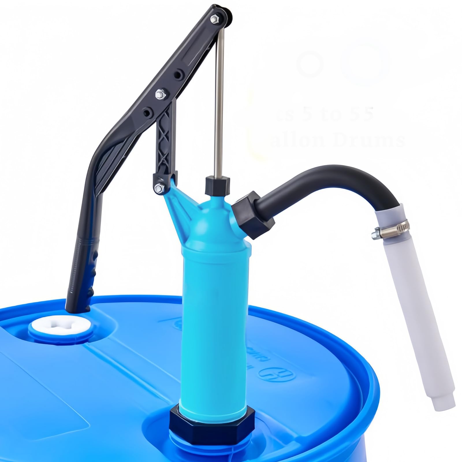 Photo 1 of 55 Gallon Drum Pump Plastic Hand Lever-Action Barrel Pump Fits 5-55 Gallon Drums - Transfers Motor Oil, Diesel, Lubricants, Kerosene, Gear Oil, Fuel, Water, Alcohol