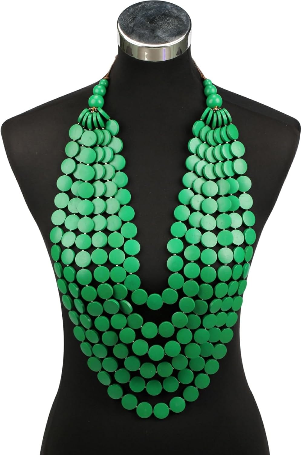 Colorful Long Wood Bead Pendant Necklace Earrings Set for Women Ethnic Multi Layers Statement Big Vintage Bib Female Chunky African Bohemian Rainbow Jewelry Set - Image 3