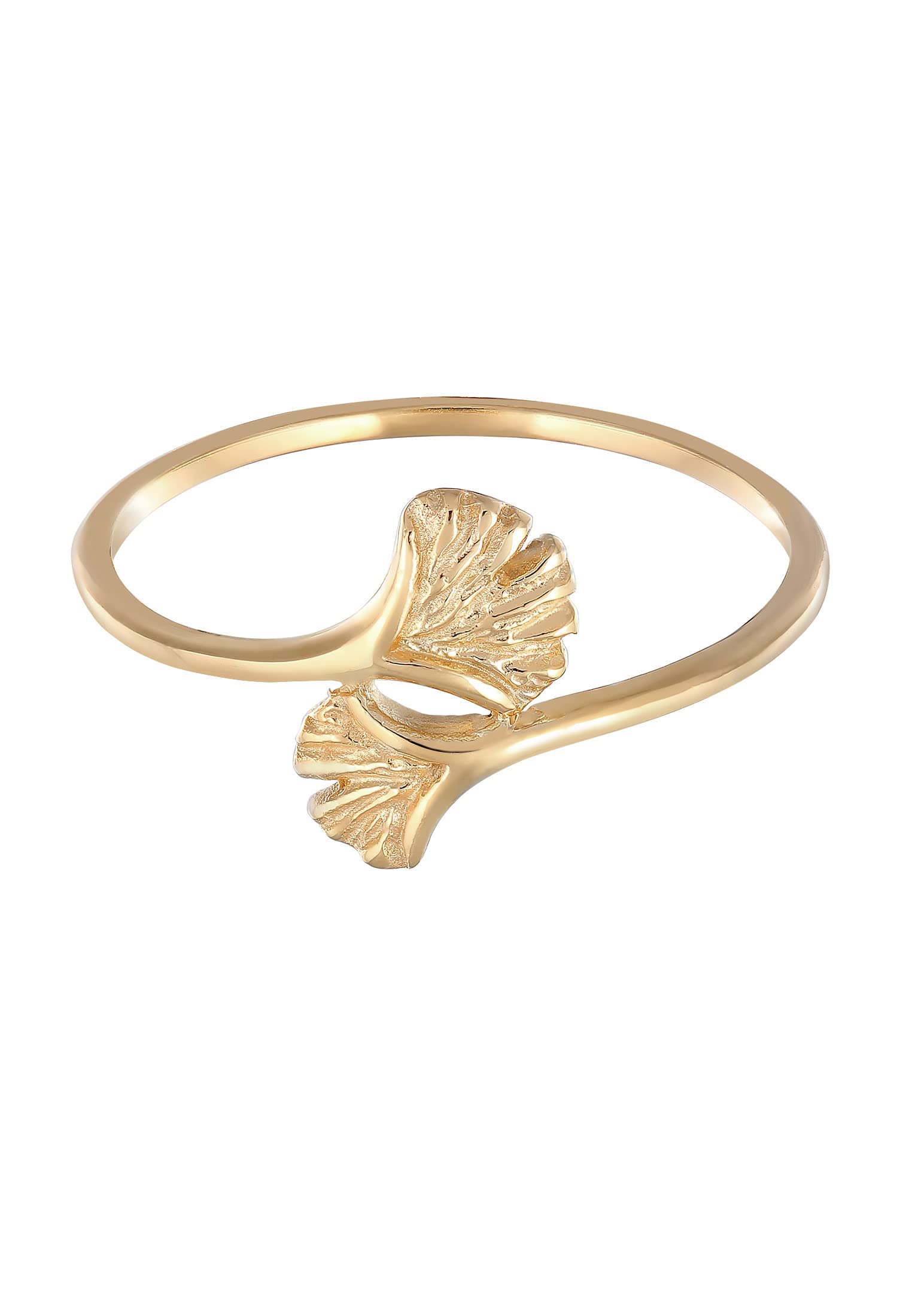 Elli Ring Damen Ginkgo Blatt Natur Offen Verstellbar 375 Gelbgold