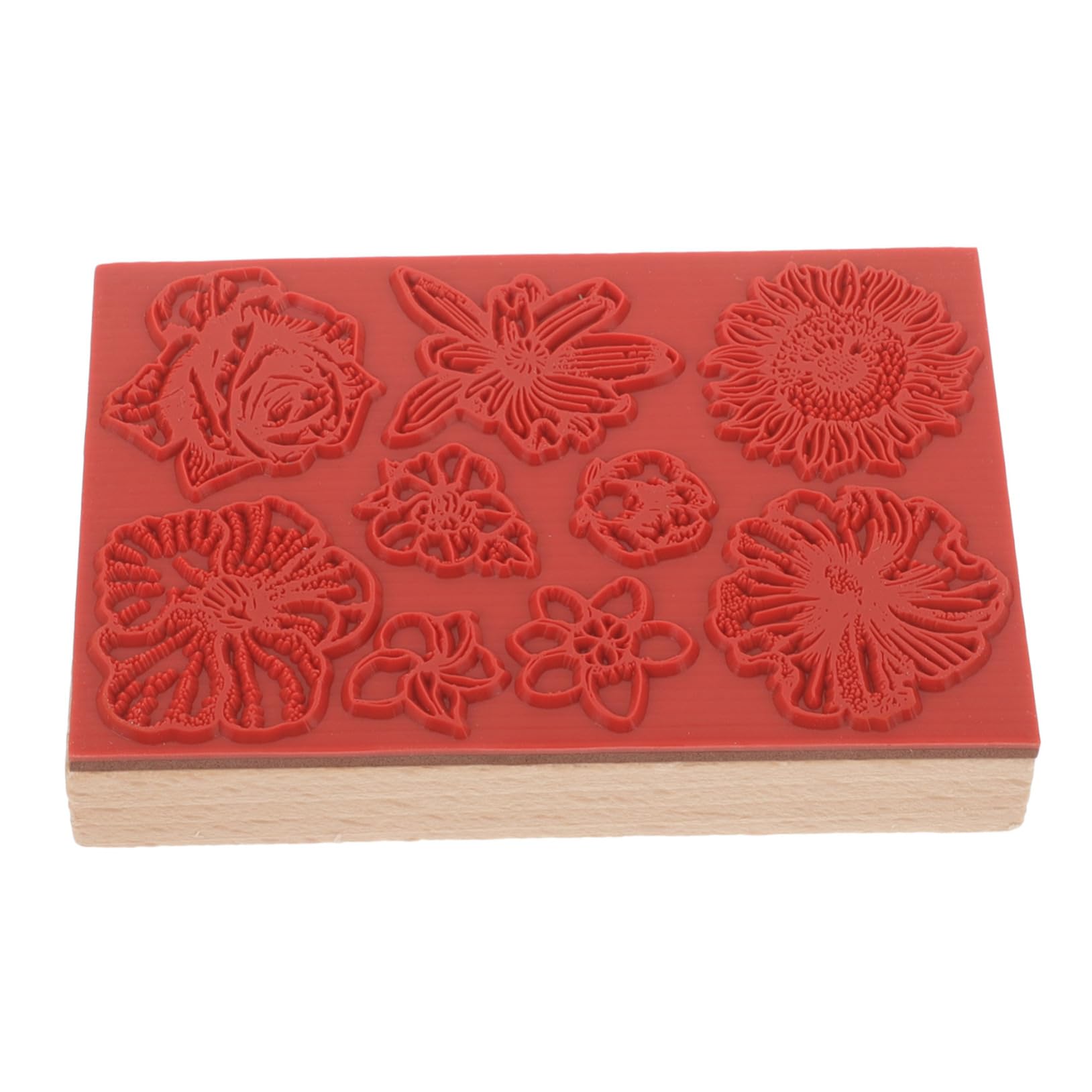 DOITOOL 4 Stück Holz DIY Stempelset Handgemachter Dekorativer Stempel für Scrapbooking Karten und Bastelprojekte Blumenmuster für DIY Enthusiasten