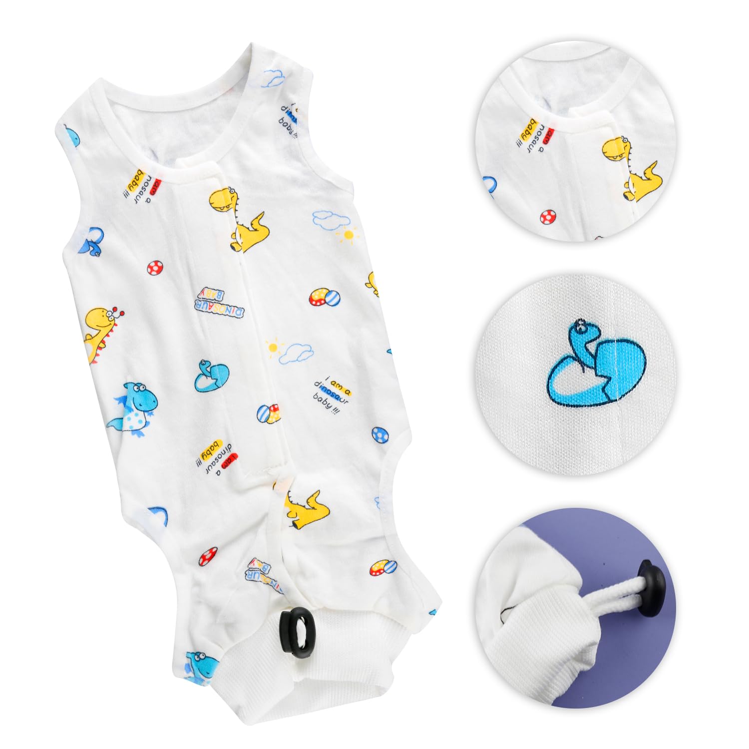 Bojueshaw Cat Surgery Recovery Suit,Baby Cat Cotton Onesie Post Surgery,Cat Body Suits,Abdominal Wound Skin Diseases Suit for Cat(Baby Dinosaur) - Image 3