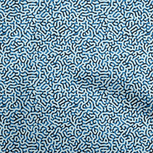 oneOone Polyester Spandex Medium Blue Fabric Abstract Fabric for Sewing Printed Craft Materialby The Yard 56 Inch Wide-39