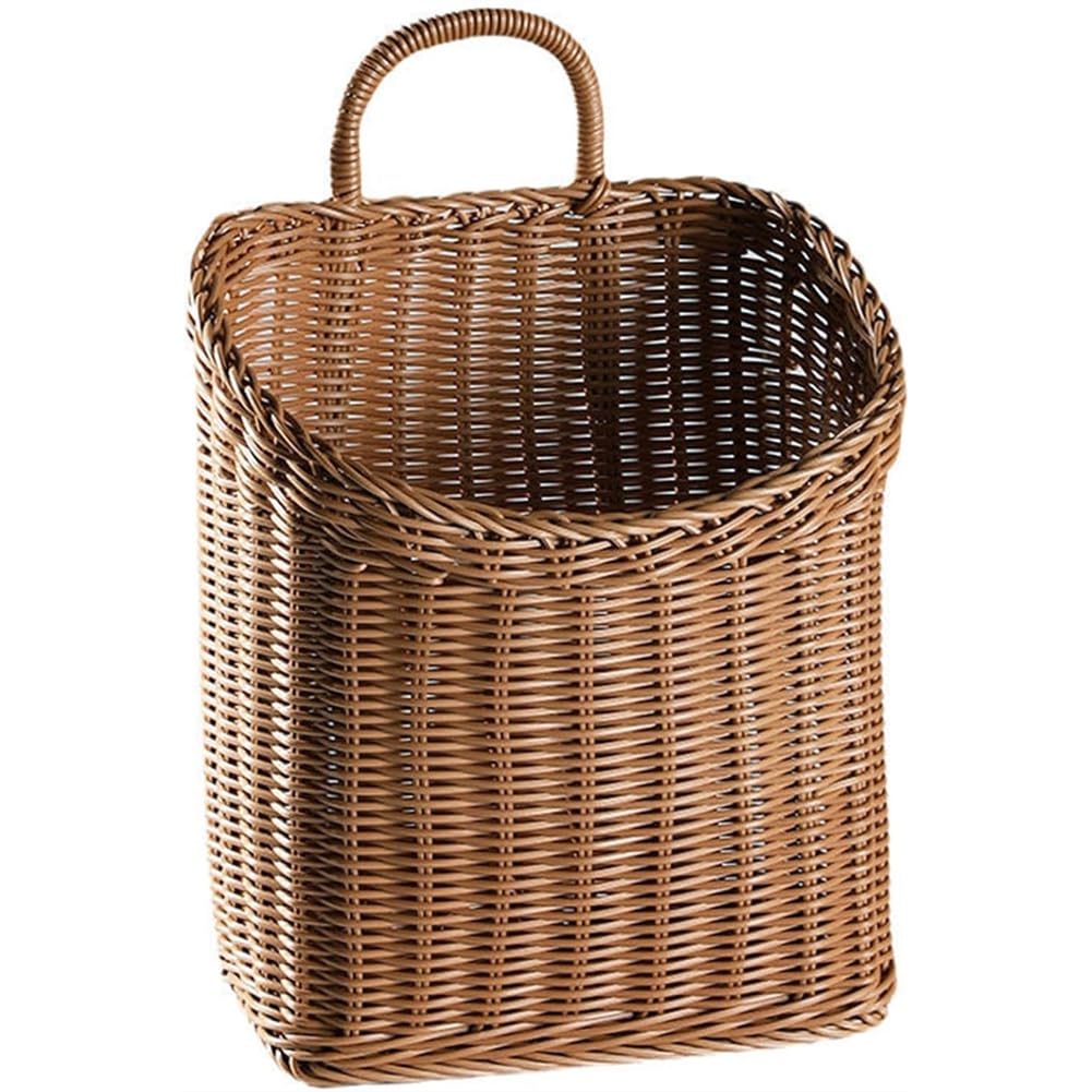 Hndhbfgrt Handmade for Garden Wall Baskets in Woven Rattan Hanging Wicker for Door, for Home Farmhouse Use