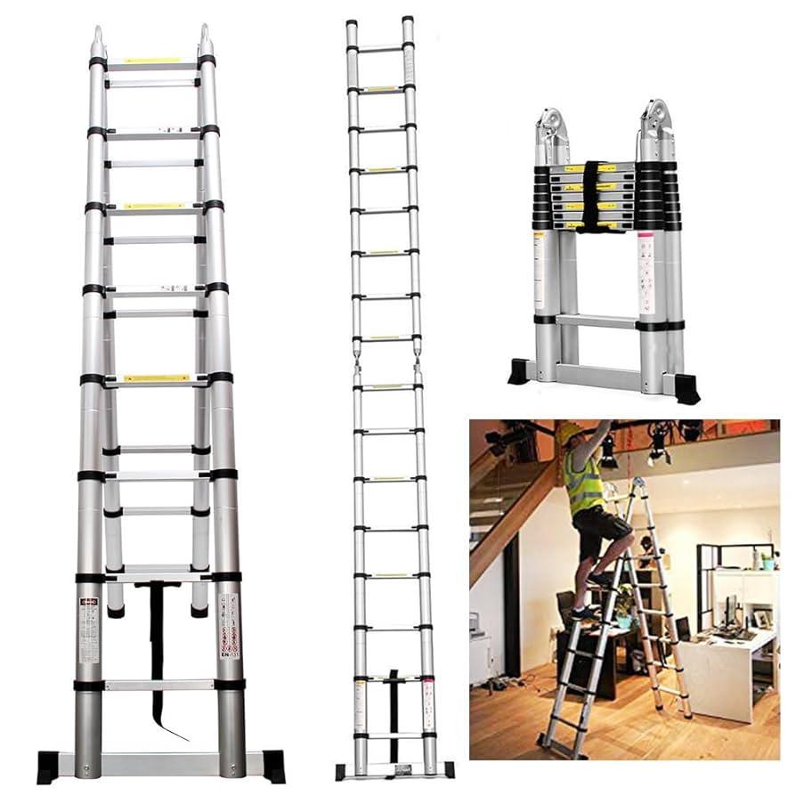 Telescopic Ladder Aluminum Extension Telescoping Ladder EN131 Standard Attic Collapsible Ladder Adjustable Height Easy Carry Roofing Business Househo E6e87401 Dea8 4f46 Bee0 3efc1c40db8d.c486413d58d0d0d28e8f80af57249129