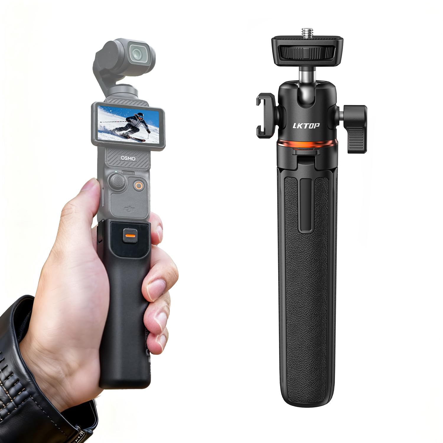 LKTOP Pocket 3 Battery Handle+Selfie Stick for DJI Osmo Pocket 3, Xtra Muse Accessories 5000mAh Fast Charger 22.5W Portable Power Stick Grips 6hr Battery Life (Charging Time: 30min Camera, 80min Self)