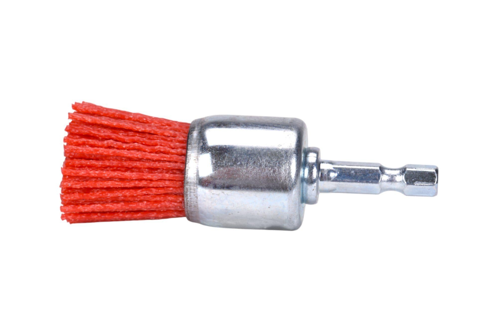 Century Drill & Tool 77201 1" Coarse Nylon End Brush, 80 Grit, 1/4" Quick Change Shank, 4,500 RPM - Nylon Bristles for Metal, Wood, Plastic, Masonry