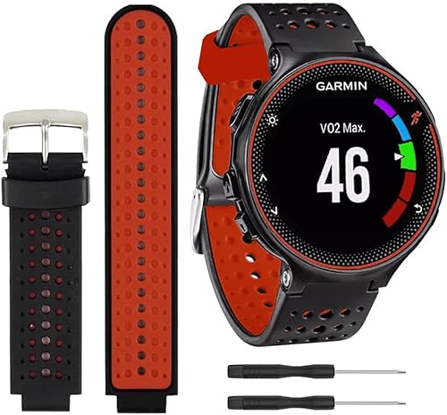 Threeeggs Correa deportiva de silicona para Garmin Forerunner 235 735XT, correa deportiva de silicona para reloj Forerunner 220230 235620 630