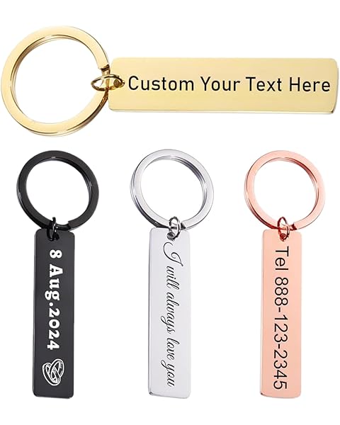 Customized Double Sided Keychain - Personalized Engraved Text/Number/Name Keychain,...