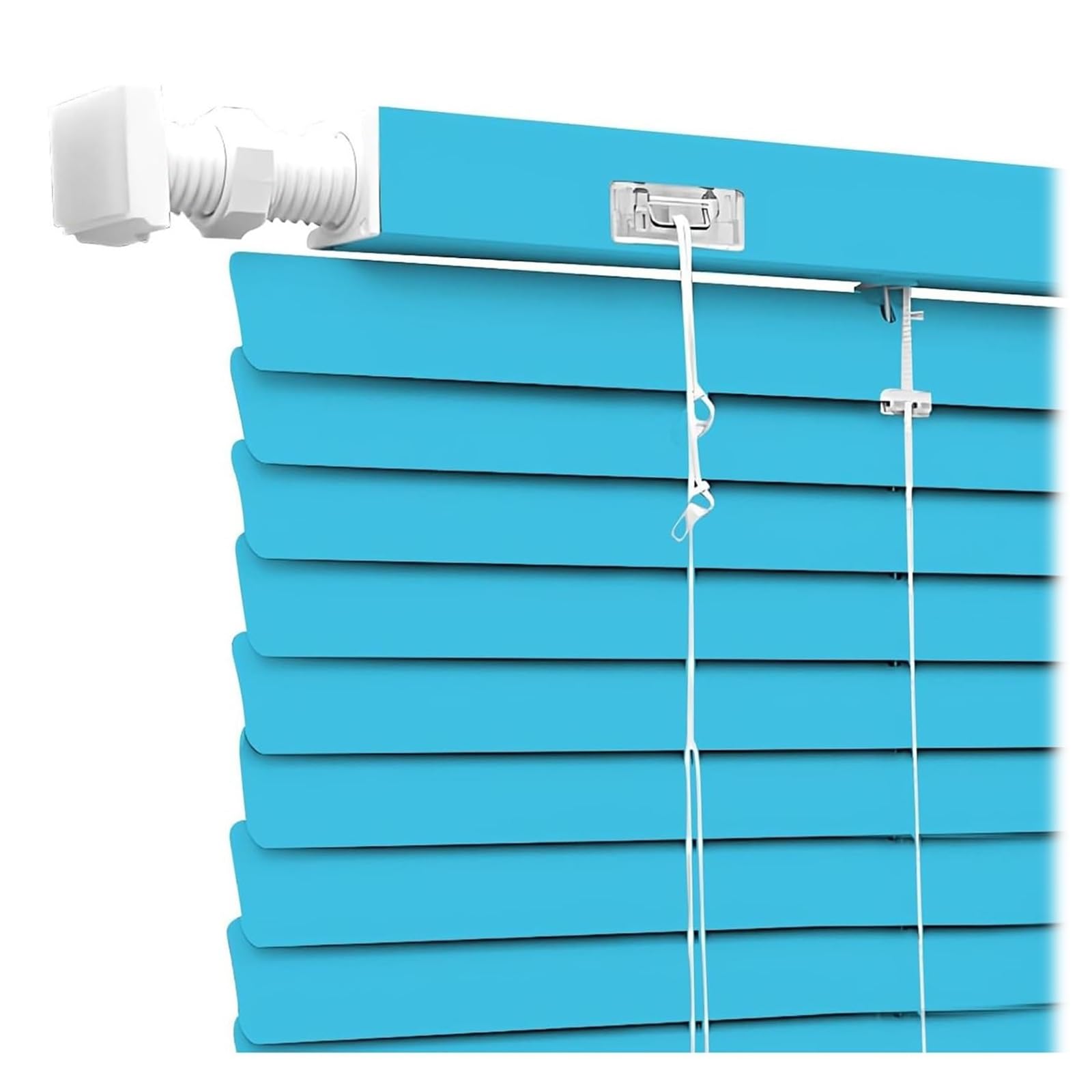 No Drill Cordless Aluminium Blinds 25mm Slat, Venetian Blinds for Windows, Bathroom Blinds, Kitchen Door Blinds, Waterproof Blackout Shutters 50 60 76 80 90cm Privacy(Blue)