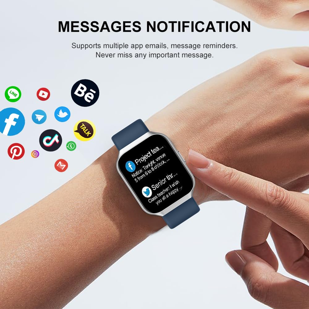 Hendari Smartwatch Uomo Donna, 1.96" Orologio Smartwatch con Effettua/Risposta Chiamate, 140+Modalità Sportive Impermeabile IP68, Smart Watch con Monitoraggio del SpO2/Sonno/Contapassi per IOS/Android