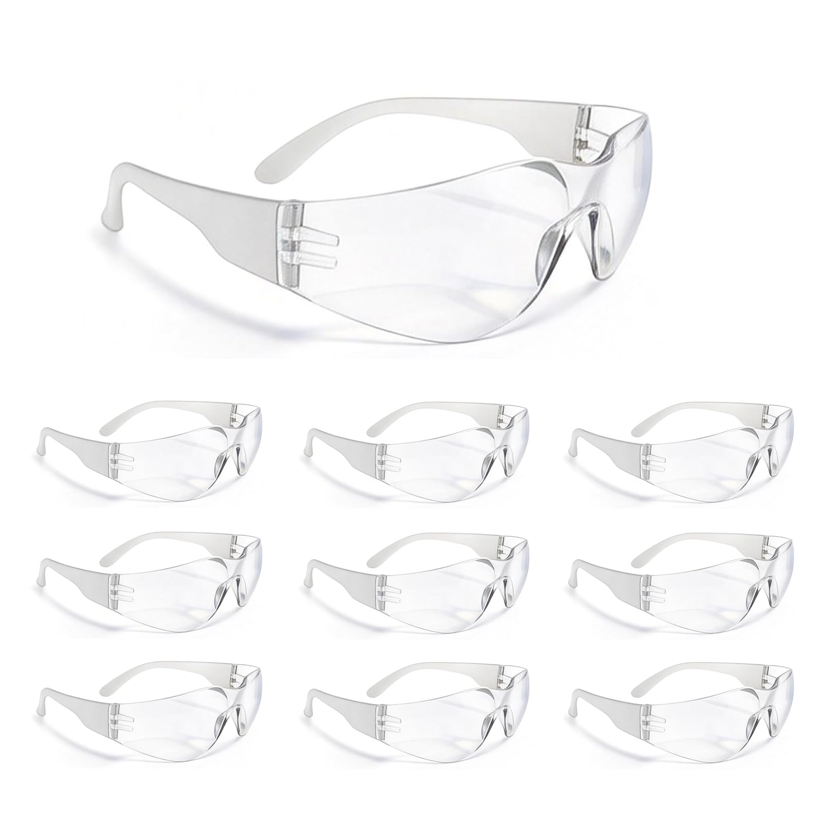 BIRDDIE 10-Pack Safety Glasses, Anti Fog Wraparound Safety Protective Glasses for Work, DIY & Outdoorfor Work, DIY, Shooting & Outdoor Activities(Transparent)