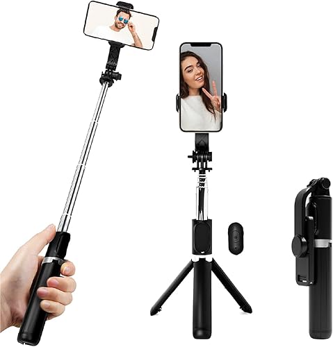 TalkWorks Juego de palo selfie, control remoto y trípode compatible con iPhone 15/15 Pro/15 Pro Max, 14/14 Plus/14 Pro/14 Pro Max, 13/13