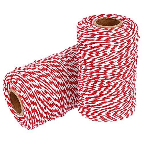 Ficelle twine coton boulanger - 2 rouleaux 656 pieds rouge/blanc