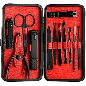 MeeTo Professional Manicure Kit/Stainless Steel Grooming Set With Leather Case (12 in 1)